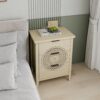 Hollow Carved 3 Drawer Cabinet Dresser Storage Chest With Metal Handles For Living Room Bedroom - Natural - Image 2