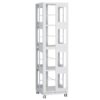 4 Tier All Steel Rotating Bookshelf With 360° Wheels, Large Size Sturdy & Spacious Book Rack, New Style Bookshelf - White - Image 2