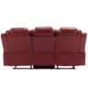 3 Pieces Recliner Sofa Sets Home Theater Seating Manual Recliner Chair With Center Console And Led Light Strip For Living Room - Wind Red - Image 17