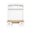 Farmhouse 4 In 1 Hall Tree With Wood Grain Bench And Top, Multifunctional Coat Rack With Hooks And Shell Handles, Mudroom Bench With Adjustable Shelves For Hallway, Living Room - White - Image 9