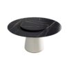 Modern Artificial Stone Round Plywood Base Dining Table, Can Accommodate 8 People Artificial Stone Turntable (Not Including Chairs) - Black / Beige - Image 5