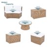 10 Piece Outdoor Sectional Half Round Patio Rattan Sofa Set, Wicker Conversation Furniture Set For Free Combination - White - Image 8