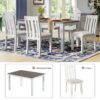 7 Piece Dining Table Set Retro Style With Extendable Table And 6 Upholstered Chairs - Brown / White - Image 5