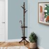 Free Standing Coat Rack 6 Hooks For Entryway With Umbrella Holder - Cherry - Image 3
