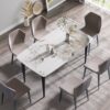 Modern Artificial Stone Pandora Curved Leg Dining Table 6 People - Antique White - Image 2