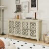 Hollowed Out Cabinet With 4 Doors, American Furniture, Suitable For Bedroom, Living Room, Study - Natural - Image 4