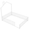 Full Size Metal House Platform Bed With Guardrail And Chimney - White - Image 7