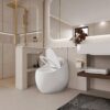 Modern Egg Shape Toilet 1.28 Gpf Single Flush Ceramic - White - Image 15