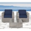 2 Person Seating Set With Cushions - Gray Mix / Navy Blue - Image 5