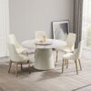 Modern Artificial Stone Round Plywood Base Dining Table, Can Accommodate 6 People, Artificial Stone Turntable (Not Including Chairs) - White / Beige - Image 8