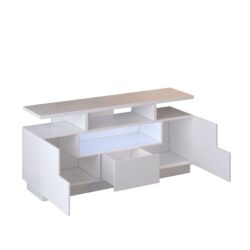Alexa - Contemporary TV Stand With Lights In Glossy Melamine - White
