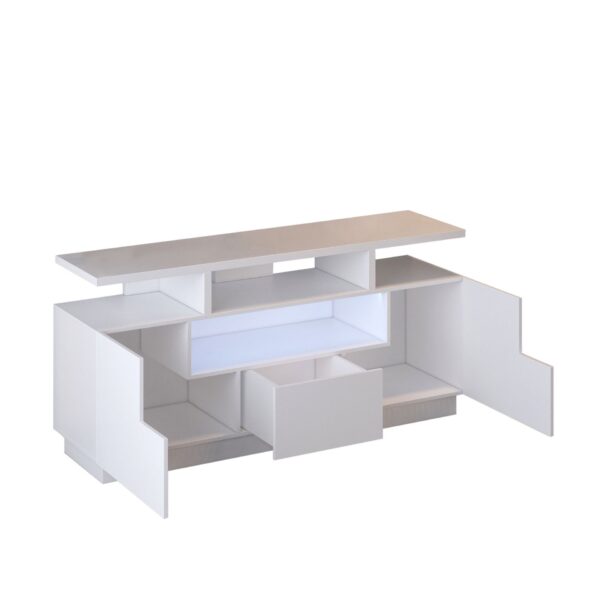 Alexa - Contemporary TV Stand With Lights In Glossy Melamine - White
