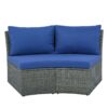 10 Piece Outdoor Sectional Half Round Patio Rattan Sofa Set, Wicker Conversation Furniture Set For Free Combination - Blue - Image 18