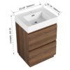 Modern Freestanding Bathroom Vanity With Single Undermount Sink And Double Drawers - Brown - Image 3