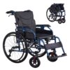 Premium Foldable Transport Wheelchair Frame Double Brakes Adjustable Armrests & Seat Belt Breathable Cushion Anti Backflip 300Lbs Capacity - Black / Blue - Image 8