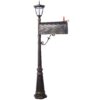 Stratford - Heavy Duty Cast Aluminum Mailbox With Post And Solar Light, Fluted Base, Decorative Modern Mailbox - Brown - Image 6