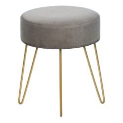 Ottoman, Pouf, Footrest, Foot Stool, Round Gold Metal Legs, Contemporary, Modern - Gray