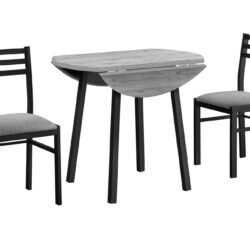 3 Piece Dining Table Set, Small, Drop Leaf, Contemporary & Modern - Gray