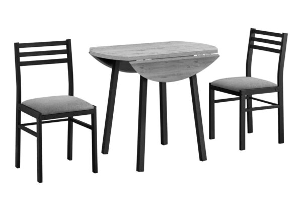 3 Piece Dining Table Set, Small, Drop Leaf, Contemporary & Modern - Gray