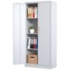 Heavy Duty Metal Garage Storage Cabinet, Steel Locking Cabinet With Adjustable Shelves - Brushed Nickel - Image 9
