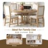 Farmhouse 5 Piece Dining Set With Extendable Round Table And Upholstered Chairs - Natural Wood Wash - Image 8
