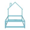 Twin Size Wood Bed With House-Shaped Headboard Floor Bed With Fences - Light Blue - Image 8