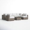 6 Person All Weather Wicker Patio Set With Premium Cushions - Gray Mix - Image 5
