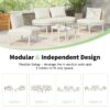 6 Piece Patio Sofa Furniture Set, Half Moon Outdoor Sectional Sofa With 2 High Low Coffee Tables, 4 Pillows & Cushions - Beige - Image 5