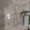 12" Wall Mounted Square Shower System With Waterfall Tub Spout And Rough In Valve - Brushed Nickel - Image 5