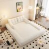 Human Dog Bed, Lazy Sofa Couch, Multifunctional Foldable Sofa Bed, 3 In 1 Teddy Fabric Sleeper Sofa Bed For Living Room Guest Bed, Playroom - Beige - Image 3
