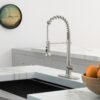 21" Commercial Kitchen Faucet With Dual Function Pull Down Sprayhead In, Stainless Steel - Brushed Nickel - Image 5