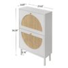 2 Door Shoe Rack, Rattan, Double Layer, Suitable For Living Room, Hallway - White - Image 3