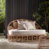 Outdoor Wicker Daybed With Pillows - Light Brown / Beige - Image 5