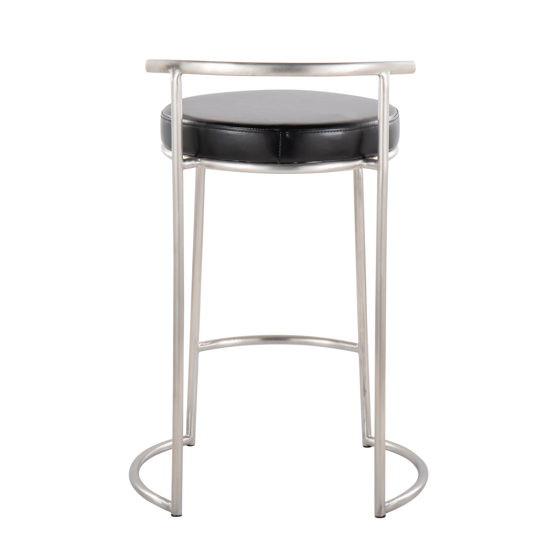 Fuji - Round Contemporary Fixed Height Counter Stool (Set of 2) - Black - Image 5