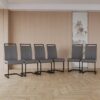 Modern Dining Chairs With High Back Upholstery, C Shaped Tube Design Metal Legs (Set of 2) - Gray - Image 11