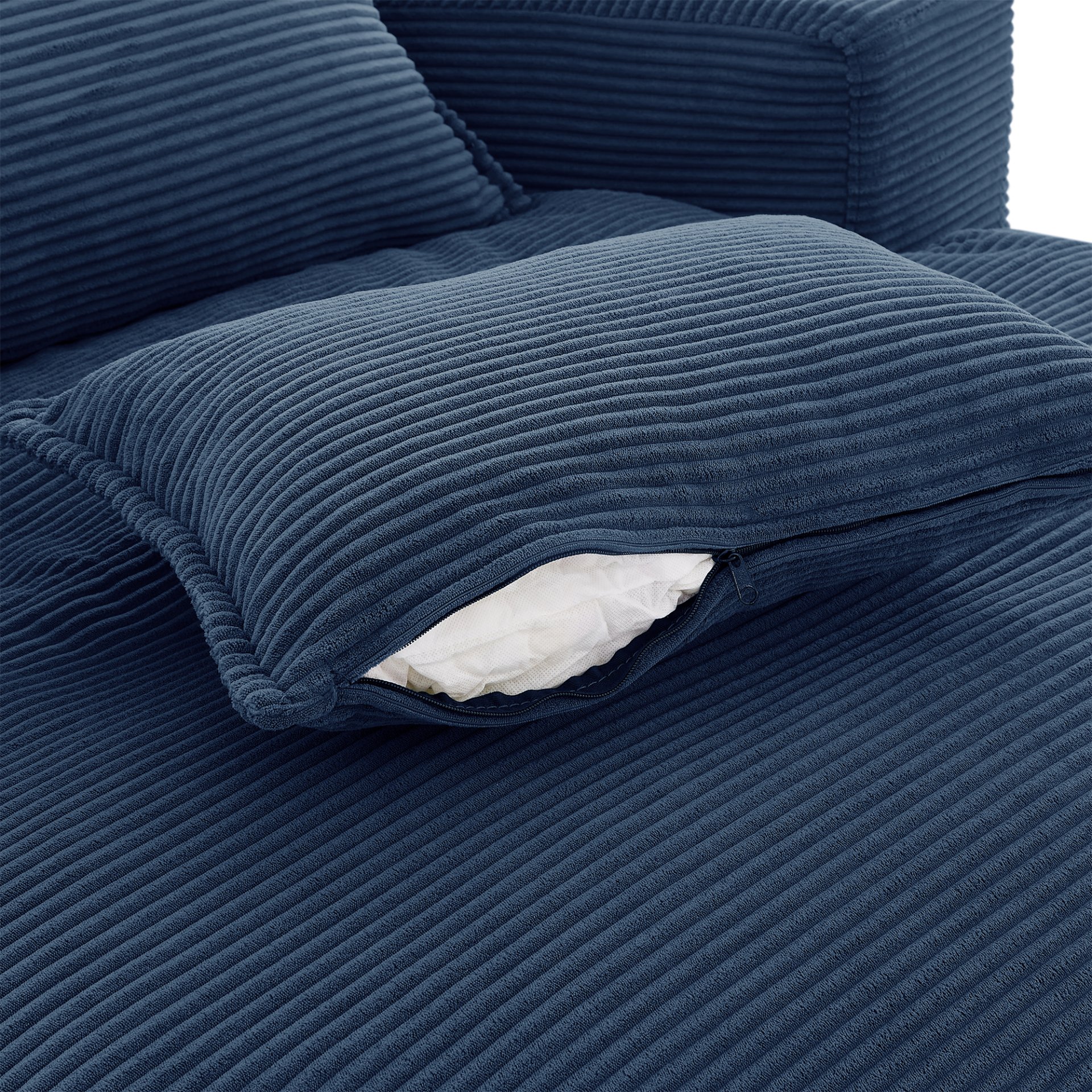 Modern 360° Swivel Sofa Chair With Dual Layer Cushion And Removable Pillows - Blue - Image 21