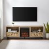Coastal Rattan Door TV Stand For TVs Up To 10015” - Coastal Oak - Image 5
