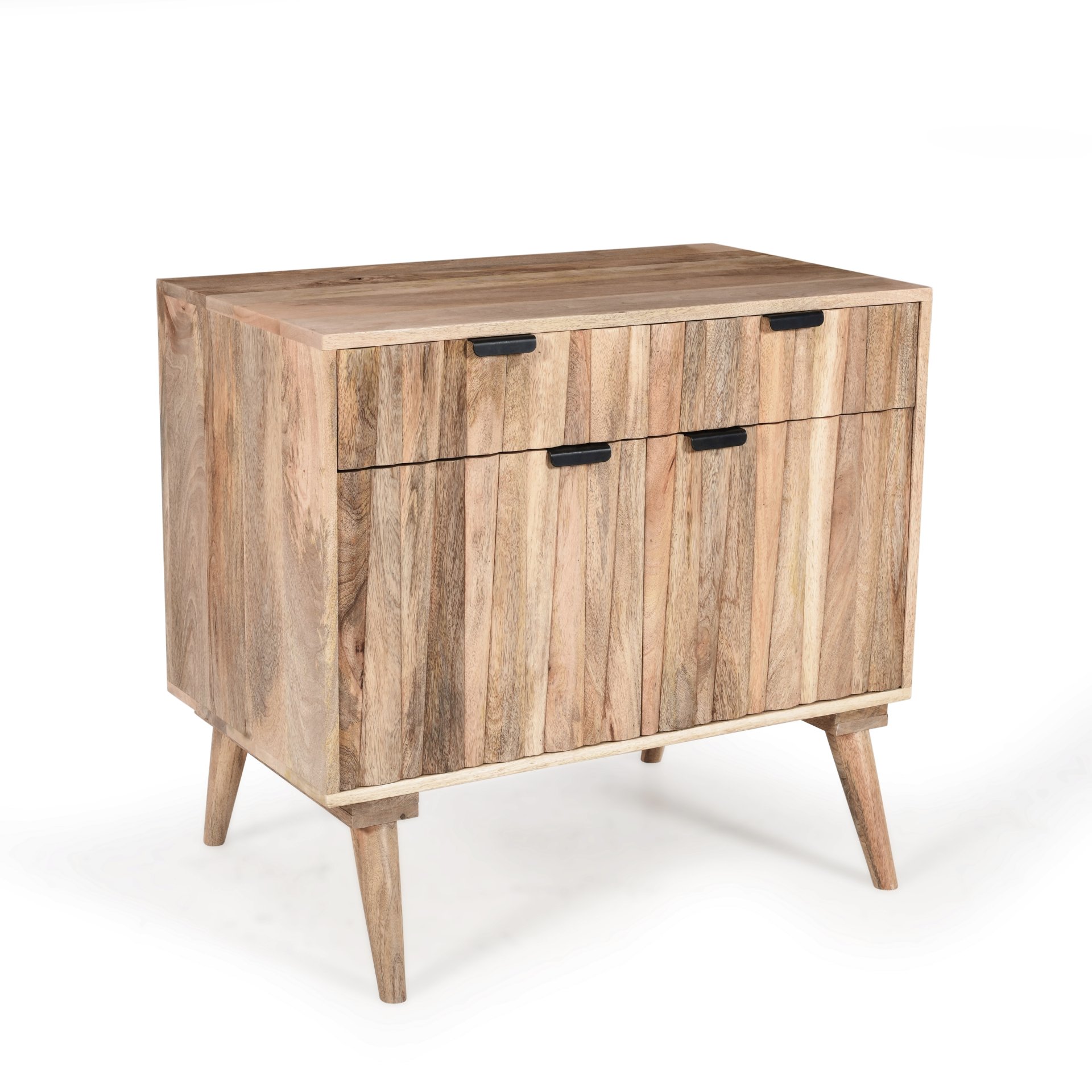 Stylish Style 2 Drawer 2 Door Cabinet, Mango Wood - Natural - Image 6