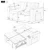 Multi Functional Sofa Bed With Cup Holder And USB Port For Living Room Or Apartments - Pink - Image 2