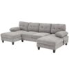 U Shaped Sectional Sofa Couch With Dual Chaise Lounges, Storage Pockets And Armrest Pillows - Gray - Image 13