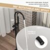 Freestanding Bathtub Faucet Floor Mount Tub Filler With Swivel Gooseneck Spout And Cylinder Handheld - Matte Black - Image 5