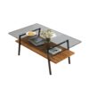 Rectangle Coffee Table, Tempered Glass Tabletop With Metal Legs, Modern Table For Living Room - Gray - Image 5