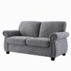 Soft Loveseat, Upholstered 2 Seater Couch, Loose Back Cushions And Turned Legs - Gray - Image 4