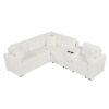 Modular L Shaped Convertible Sofa Bed With Pull Out Bed, Cup Holders & Storage - White - Image 12