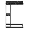 Accent Table, C - Shaped, Marble Look Contemporary & Modern - Black - Image 2