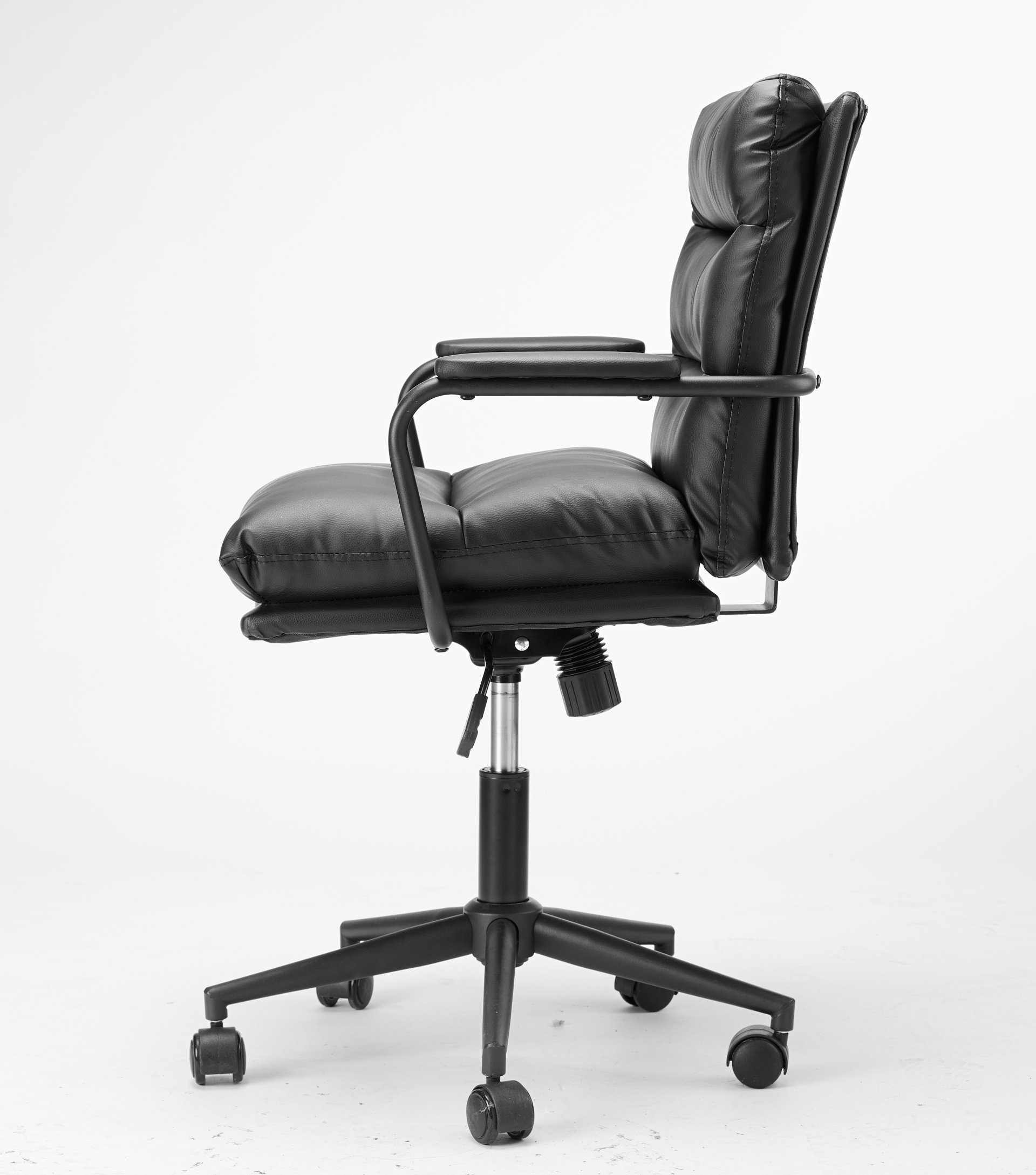 Office Chair Mid Back Desk Chair Modern Excutive Office Chair With Arms And Wheels For Home Office - Black - Image 7