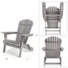 Wood Lounge Patio Chair For Garden Outdoor Wooden Folding Adirondack Chair (Set of 2) Solid Cedar Wood Lounge Patio Chair For Garden, Lawn, Backyard, - Gray - Image 4
