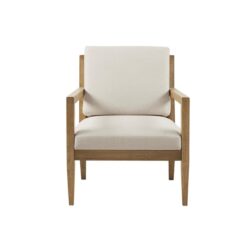 Tage - Upholstered Accent Armchair With Slatted Back Design - Ivory