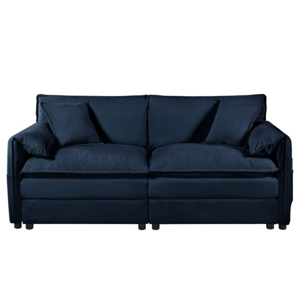 Oversized Chenille Loveseat Sofa, Modern Comfy Deep Seat Love Seat, Diy Combination - Blue