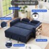 Pull Out Sofa Bed Convertible Couch Loveseat Sofa Modern Sleeper Sofa With Adjustable Backrest For Living Room - Blue - Image 7